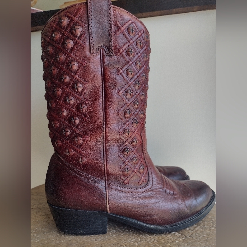 Lucky Brand Leather Madonna Studded Cowboy Cowgirl Grunge Moto Size 7 to 7.5 - Picture 5 of 12